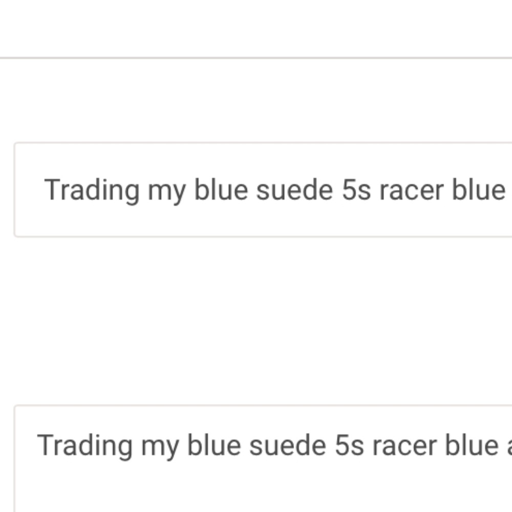 Trading my blue suede 5s racer blue and trading fibs red 4s lmkk